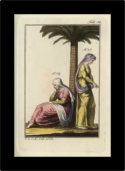 Two Jewish women under a palm tree