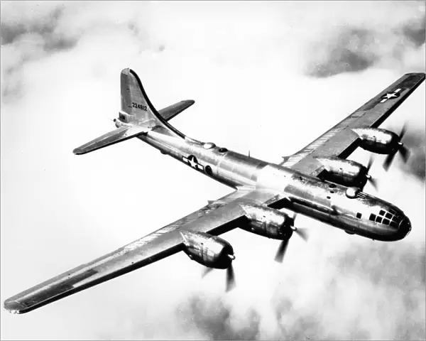 Boeing B-29 (forward view) aloft from above of 4224612