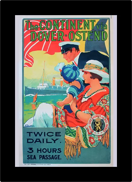 Poster, The Continent via Dover-Ostend