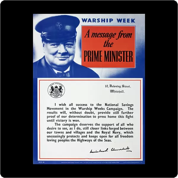 WW2 poster, Warship Week, Winston Churchill