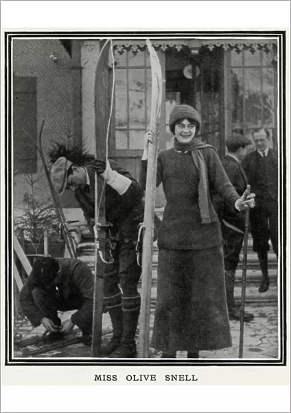 Artist Olive Snell skiing at Murren