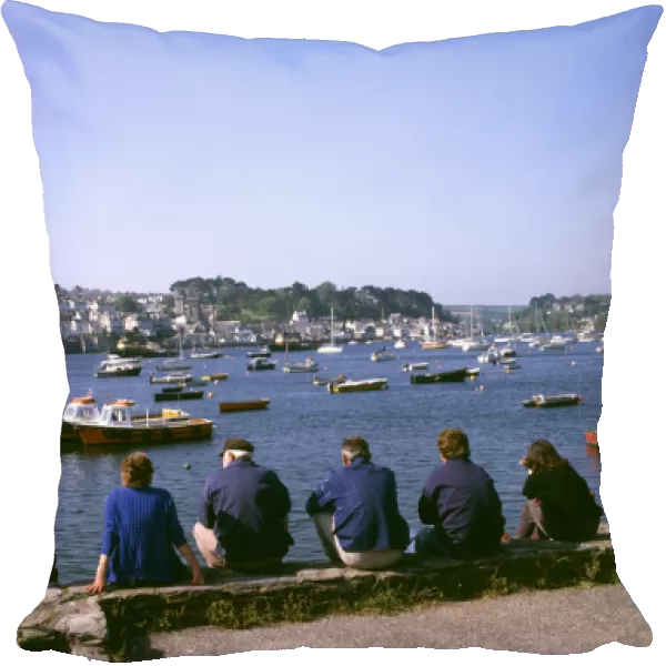People watching boats, Polruan Quay, Fowey, Cornwall