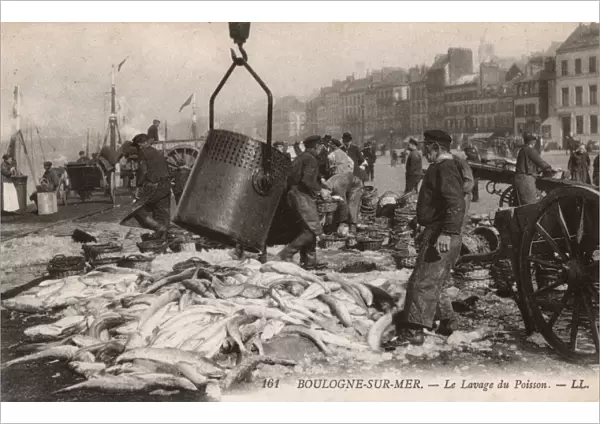 Boulogne-sur-Mer - The washing of the days catch of fish