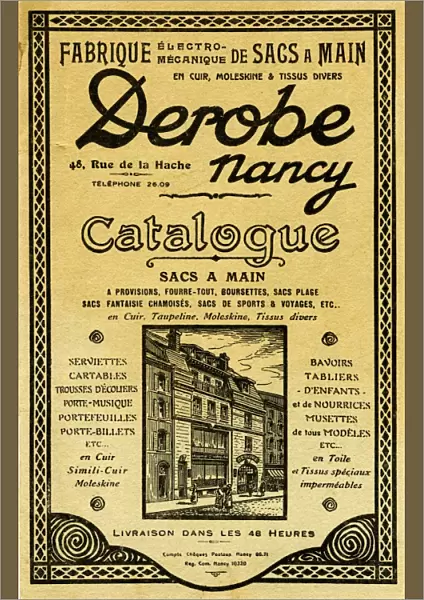 Catalogue cover, Derobe, Nancy, France