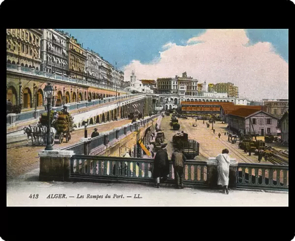 View of the harbour ramps, Algiers, Algeria