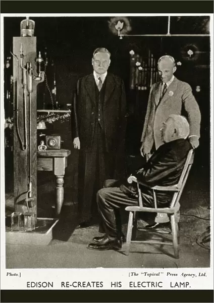 Thomas Edison re-creates his electric lamp