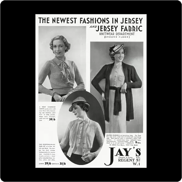 Advert for Jays jersey knitwear for women 1937