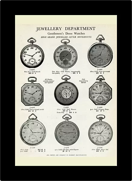 Gentlemens pocket watches with lever movement 1929