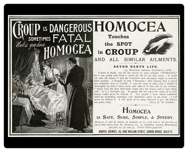Advert for Homocea, babies medicine 1894
