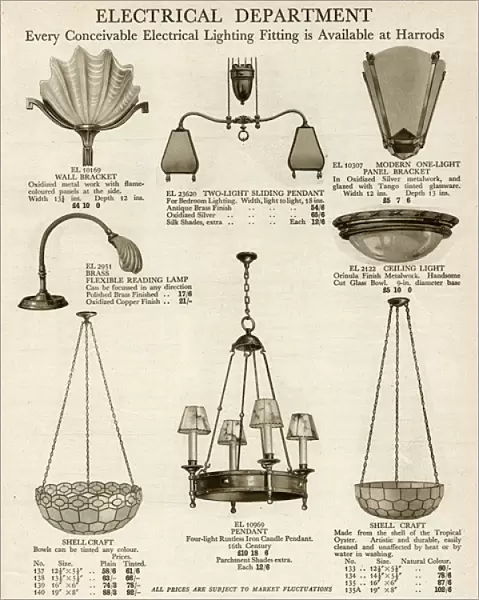 Electric ceiling & wall lights using oyster shell 1929