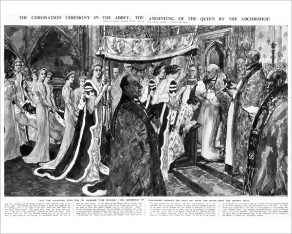 Coronation 1937, anointing of Queen by Archbishop