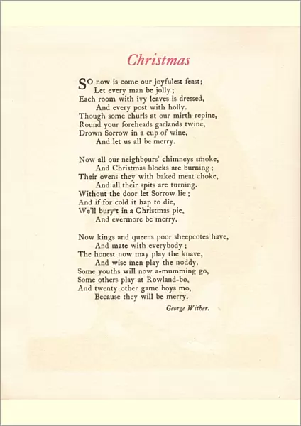 Christmas card with poem by George Wither