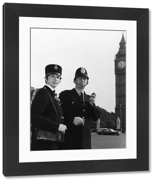 Male and female police officers in Westminster, London