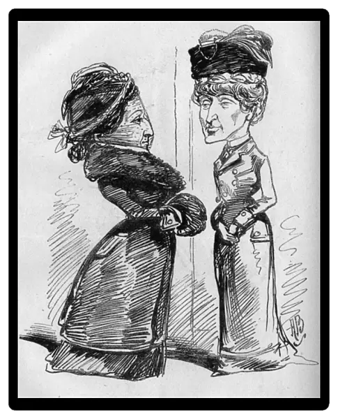 Caricature of Mrs Fletcher and Mrs Hart-Davies