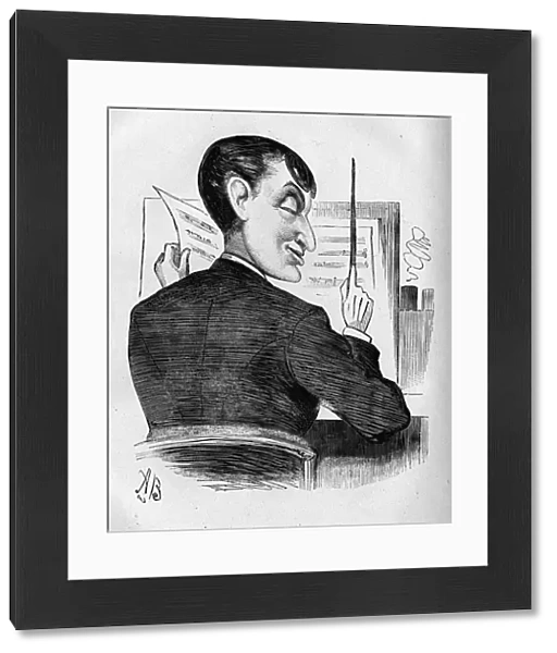 Caricature of Edward Solomon, conductor and composer