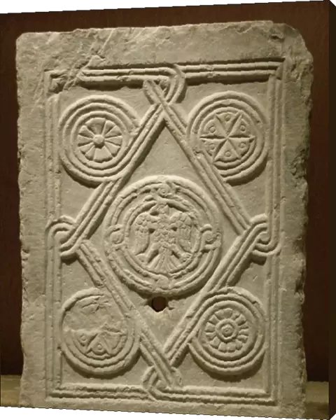 Byzantine Art. Marble slab with geometrical relief. Greece