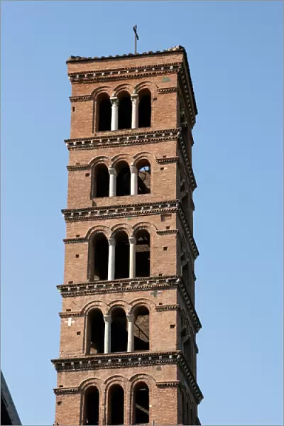 The Basilica of Saint Mary in Cosmedin. Bell tower. Rome. It