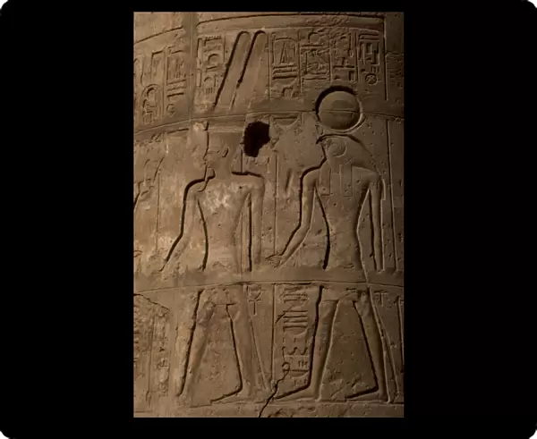 Egyptian relief with Amon and Ra. Luxor Temple. Egypt