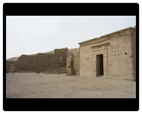 Valley of the Artisans. Temple of Hathor and Maat. Outside v