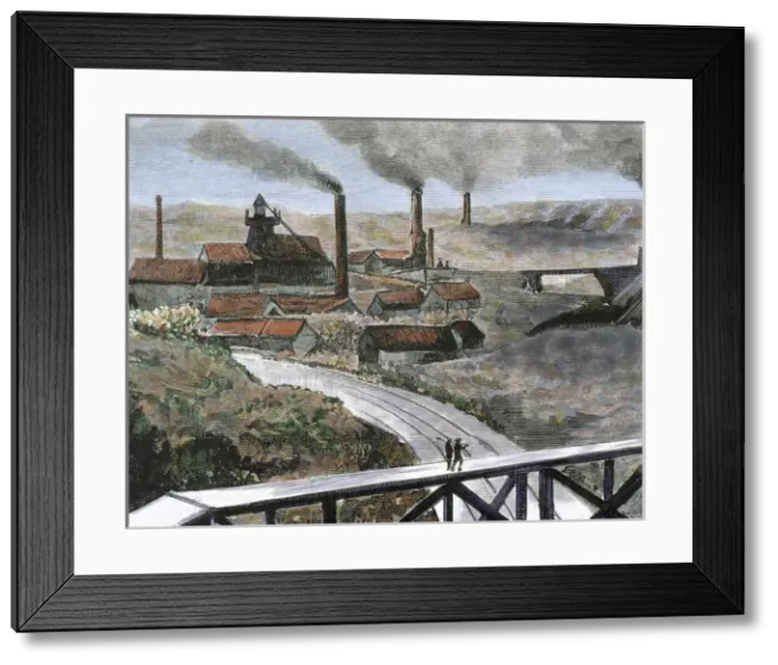 Framed Print : Belgian Coal Mining Print, 1884 Engraving Framed Print : Belgian Coal Mining Print, 1884 Engraving