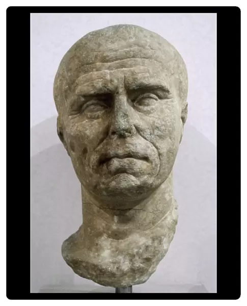 Roman Art. An old man head. 1st century B. C