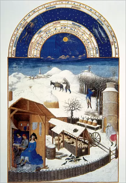 Farm work during the winter. Miniature of Les Tres Riches H