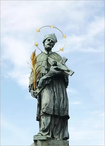 Statue of St. John of Nepomuk (1345-1393). Copy. Prague. Cz