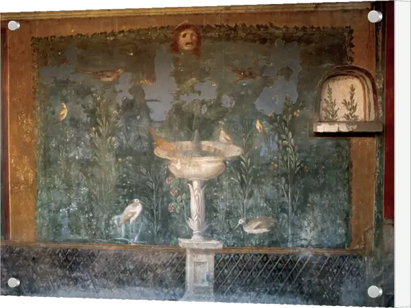 Italy. Pompeii. House of Venus. Fresco. Garden with birds ar