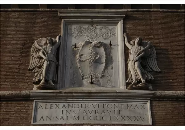 Coat of arms of Pope Alexander Vi. Castle Sant Angelo. Rome