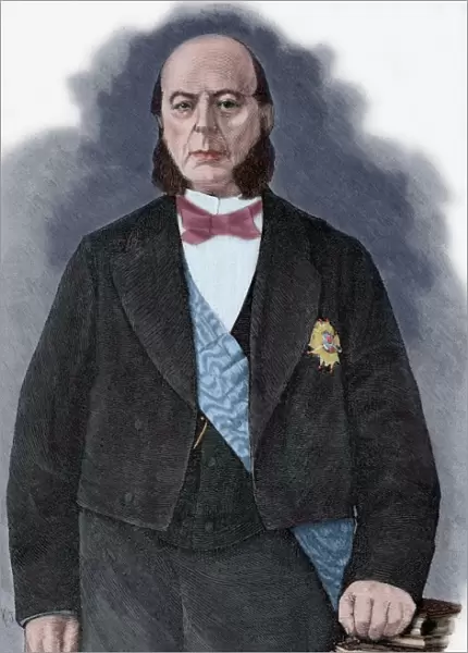Pierre Jules Baroche (1802-1870). Colored engraving, 1883