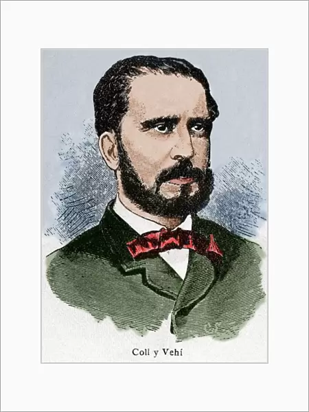 Jose Coll Vehi (1823 -1876). Engraving. Colored
