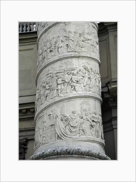 Right column with reliefs depicting scenes from the life of