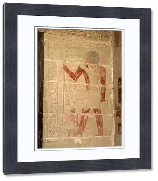 Mastaba of Nefer and Kahay. Relief. The Pharaoh Nefer standi