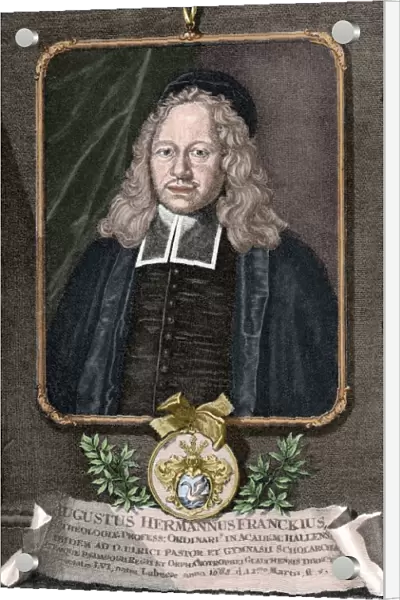 August Hermann Francke (1663-1727). Engraving. Colored