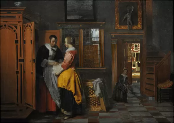 Interior with Women beside a Linen Cupboard, 1663, by Pieter