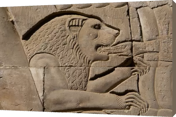 Egyptian Art. Temple of Kom Ombo. Lion eating a hand, Relief