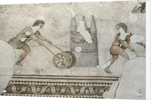 Children playing a hoop game. Mosaic of the Great Palace Mos