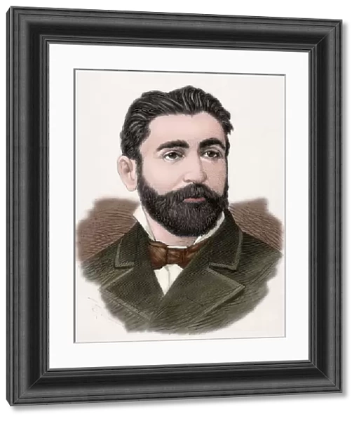 Aureliano Linares Rivas (1841-1903). Engraving. Colored