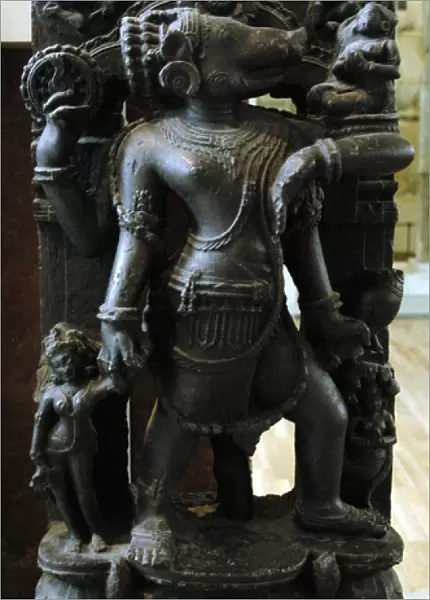 Relief of Varaha with Bhu and Gadadevi. From Orissa, India