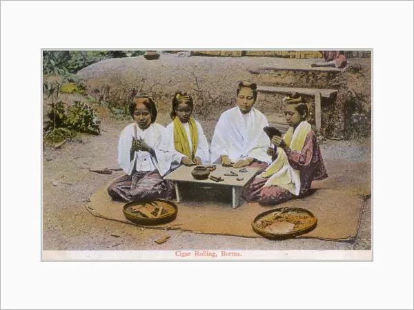 Myanmar - Burmese women rolling leaf tobacco into cigars
