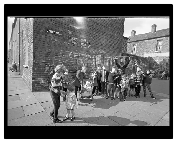 Children in Varna Street, Belfast, Northern Ireland