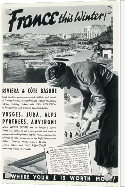 Advert for winter holidays to France 1937