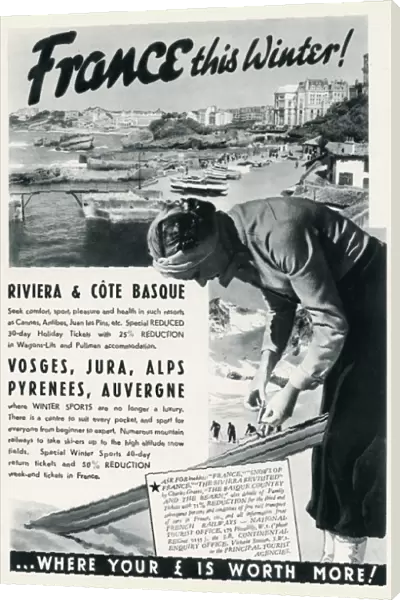 Advert for winter holidays to France 1937