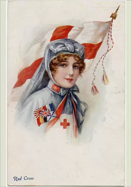 International Red Cross Nurse with English flag