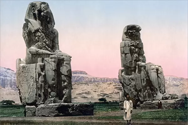 The Colossi of Memnon, Egypt, circa 1890s