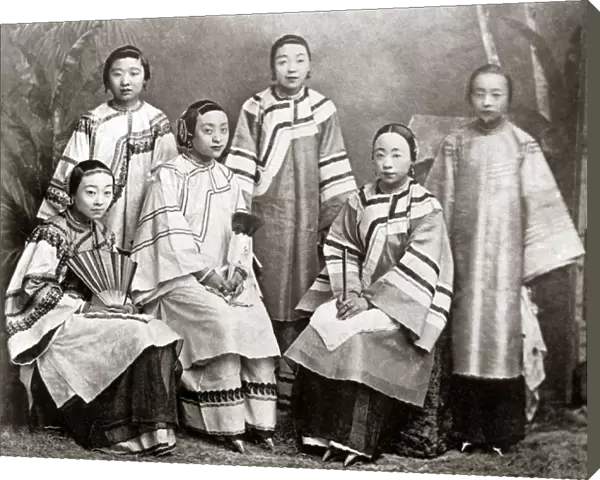 Group of Chinese women with bound feet, circa 1890