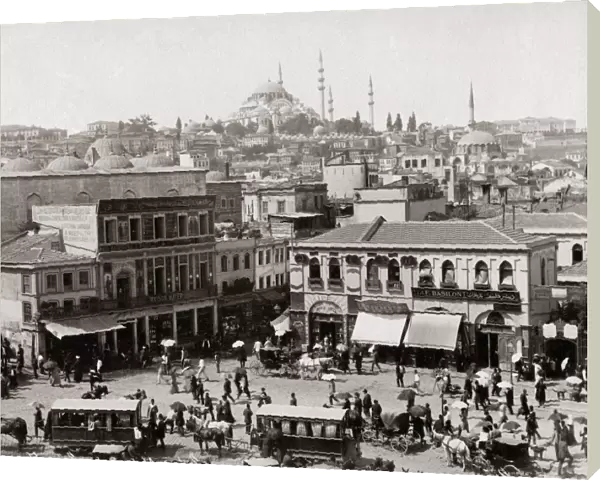 Street view in Constantinople (Istanbul) Turkey, circa 1890
