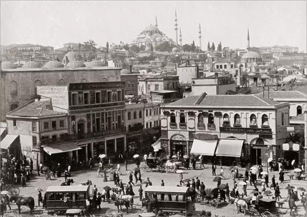 Street view in Constantinople (Istanbul) Turkey, circa 1890