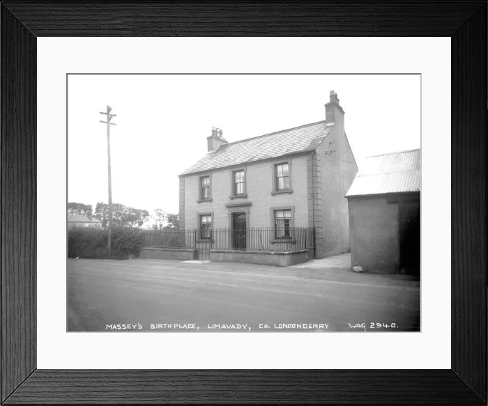 Framed Print : Limavady, Co. Londonderry Print: Masseys Birthplace Side View Framed Print : Limavady, Co. Londonderry Print: Masseys Birthplace Side View