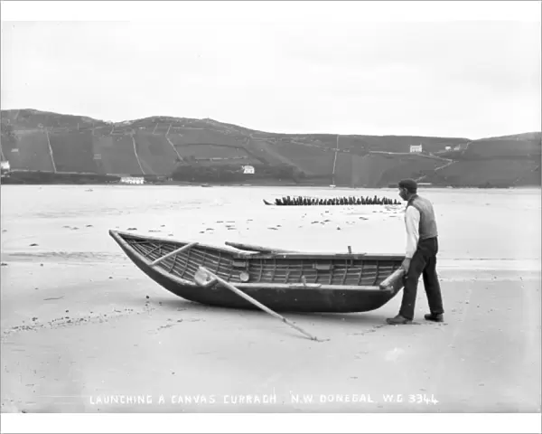 Launching a Canvas Curragh, North West Donegal